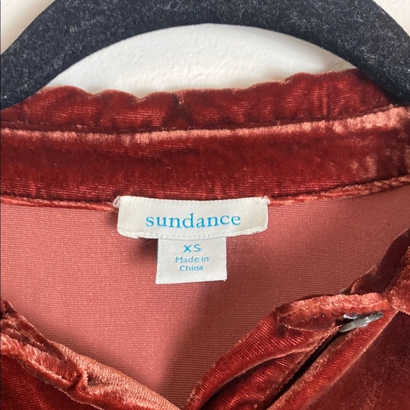 Sundance Bohemian Alvina Classic Button Down Velvet Top Red Brick Size XS - Picture 5 of 8